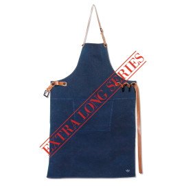 Tablier extra long BBQ en coton bleu nuit